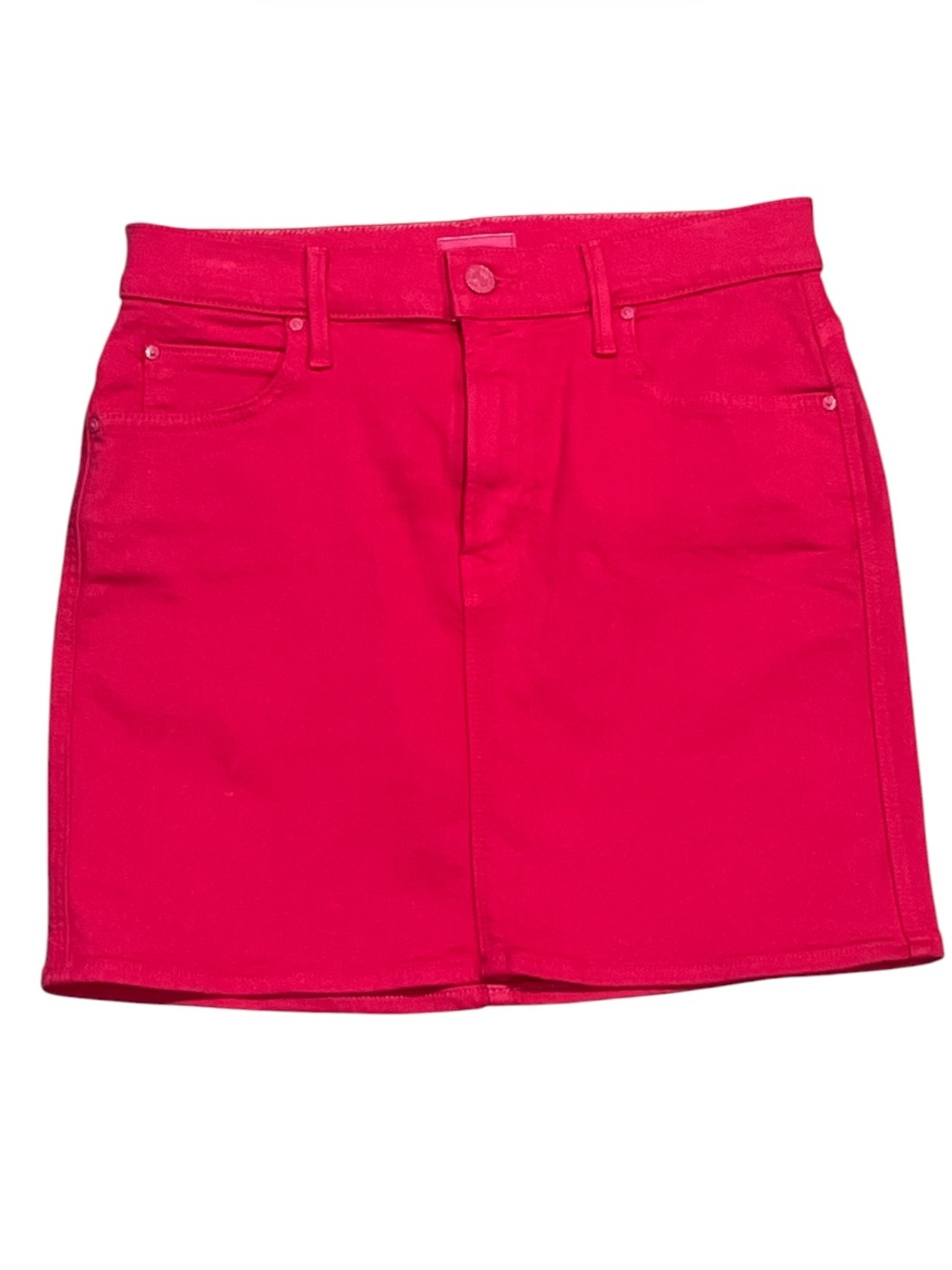 MOTHER Barbiecore Hot Pink High Rise Stretch Denim 5 Pocket Mini Skirt Size 27